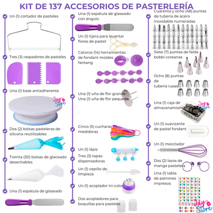 KIT 137 PIEZAS DE REPOSTERÍA PARA DECORACIÓN